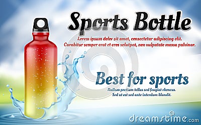 Vector promotion banner with plastic sports bottle Vector Illustration