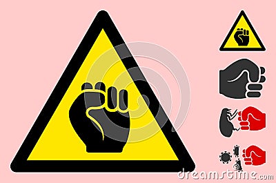 Vector Protest Fist Warning Triangle Sign Icon Stock Photo