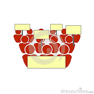 Vector Protesters with Blank Forms for Slogans, Flat Design Element Isolated. Vector Illustration