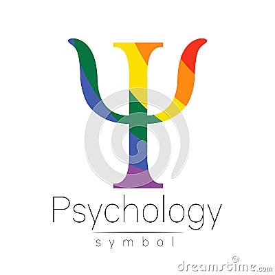 Vector psychology LGBTQA symbol. Pride flag background. Icon for gay, lesbian, bisexual, transsexual, queer and allies Vector Illustration