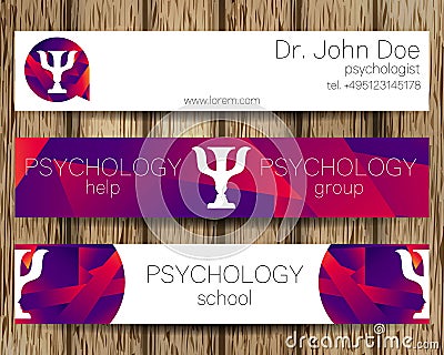 Vector Psychology Web banner design background or header Templates. Psi logo Vector Illustration