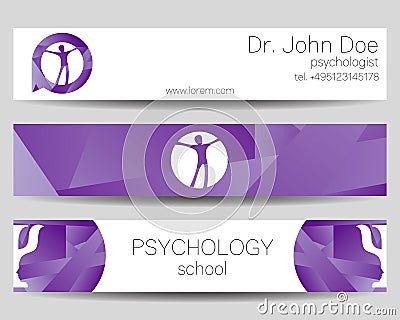 Vector Psychology Web banner design background or header Templates. Psi logo. Sumbol and icon, logotype. Profile Human Vector Illustration