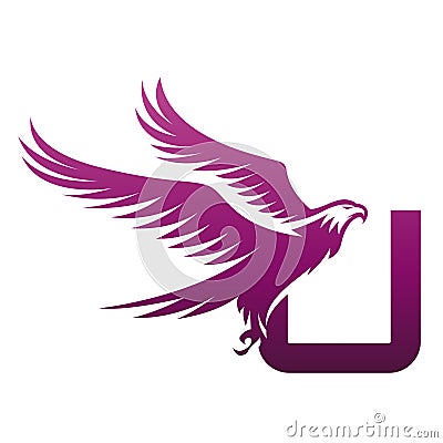 Vector Purple Brave Hawk Initial U Logo Stock Photo
