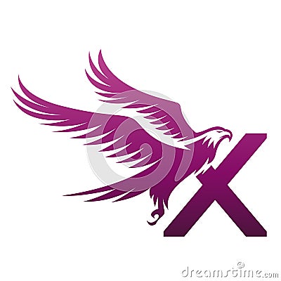 Vector Purple Brave Hawk Initial X Logo Stock Photo