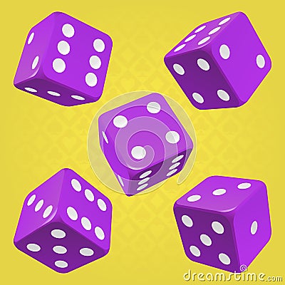 Vector purple dice set Vector Illustration