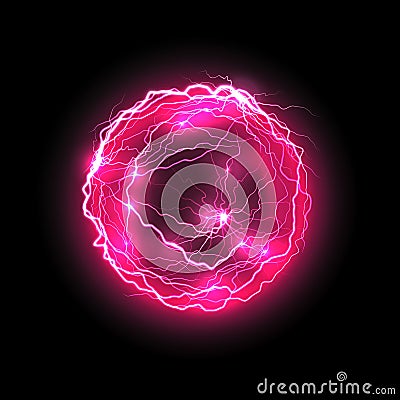 Vector purple energy ball with lightings Vector Illustration