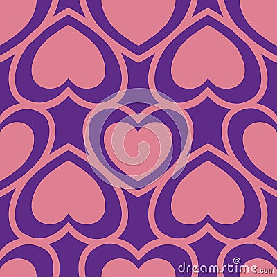 Vector Purple Love Hearts seamless pattern background Vector Illustration