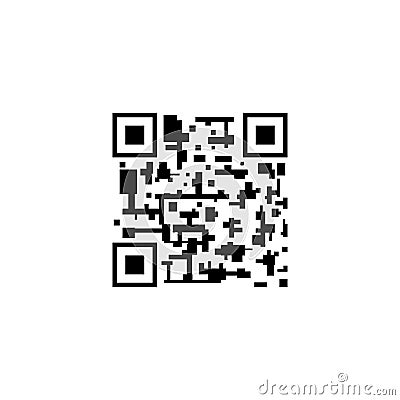 Vector QR Code, Abstract Mark, Icon Isolated on White, Smartphone Scanning Concept. Vector Illustration