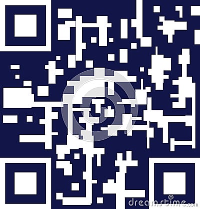 Vector QR code template, white sign on dark blue, phone qr-code template, colorful. Vector Illustration