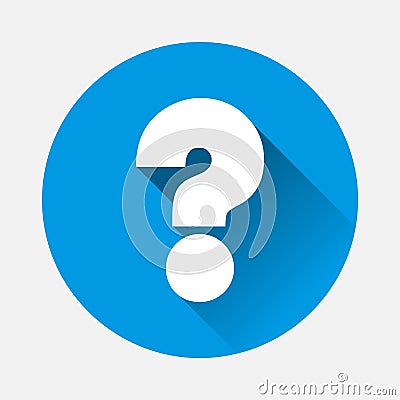 Vector question icon on blue background. Flat image question wit Vector Illustration