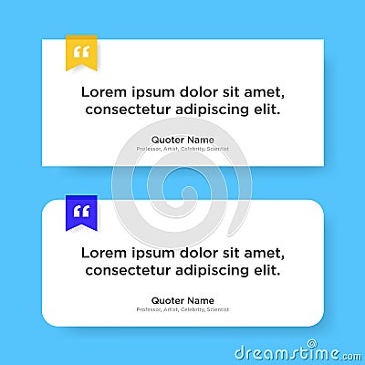 Vector quote template with text placeholder in trendy style. Paper material design style rectangular card with line frame Stock Photo