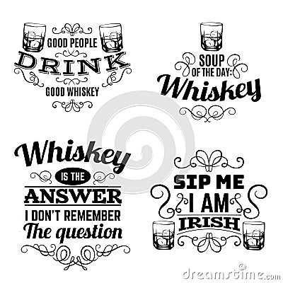 Vector quote typographical background about whiskey. Vector Illustration