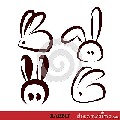 Vector: rabbit, hand writing Vector Illustration