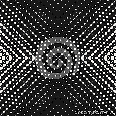 Vector radial halftone seamless pattern. Black and white geometric background Vector Illustration