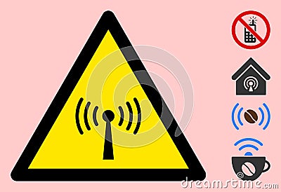 Vector Radio Transmitter Warning Triangle Sign Icon Stock Photo