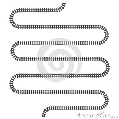 Vector Railway train track illustration. Rail pattern round circular curve railroad path symbolizing transport routes Cartoon Illustration