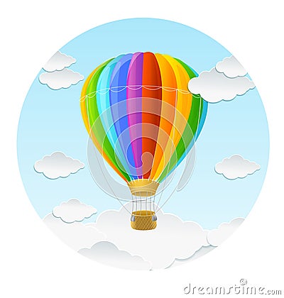Vector rainbow air ballon and clouds Vector Illustration