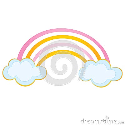 Vector Rainbow with Clouds Vector Illustration