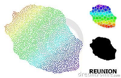 Vector Rainbow Colored Dot Map of Reunion Island Vector Illustration
