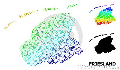 Vector Rainbow Colored Pixelated Map of Friesland Province Vector Illustration