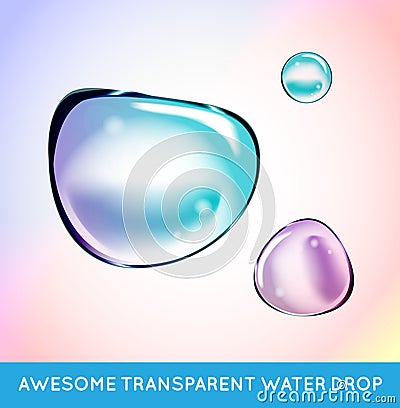 Vector Rainbow Soap Water Bubbles Set. Transparent Isolated Real Vector Illustration