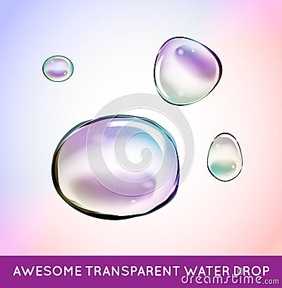 Vector Rainbow Soap Water Bubbles Set. Transparent Isolated Real Vector Illustration