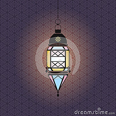 Vector Ramadan illustration with hanging lantern Vector Illustration