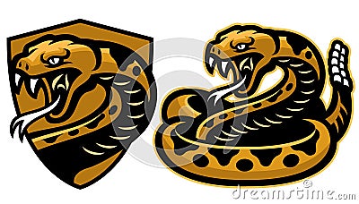 Rattle snake mascot in set Vector Illustration