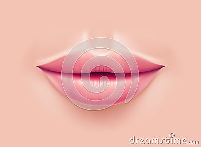 Vector realistic woman lips after plastic surgery Vector Illustration