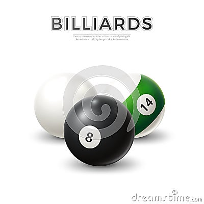 Vector realistic billiard snooker pool balls set Vector Illustration