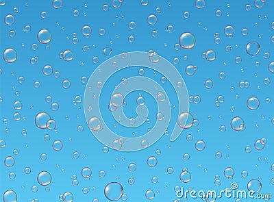 Vector realistic bubbles on a blue background. Pattern. Vector Illustration