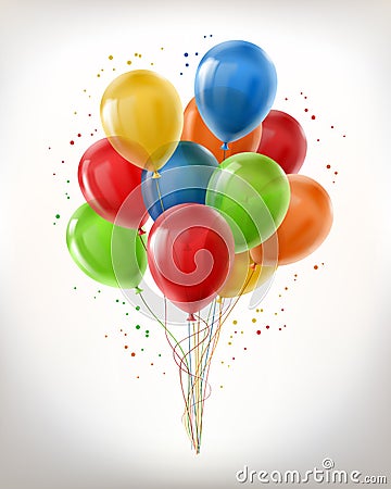 Vector realistic bunch of flying glossy balloons Vector Illustration