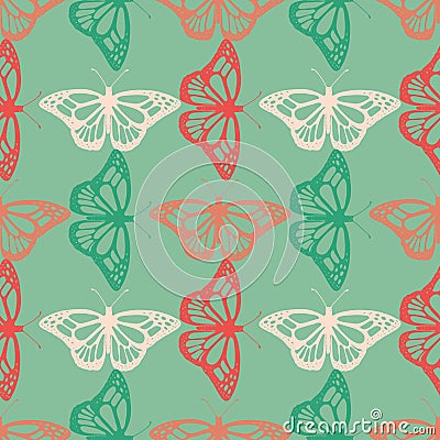 Vector realistic butterfly seamless pattern Vector Illustration