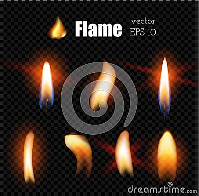 Vector realistic candle fire lighter flame Vector Illustration