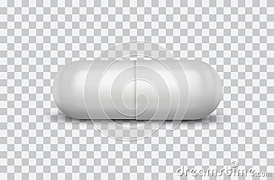 Vector realistic capsule pill with shadow isolated on transparent background Vector Illustration