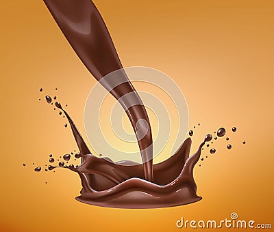 Vector realistic chocolate splash, liquid whirl Vector Illustration