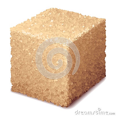 Vector realistic 3d brown sugar cube isolated on white background Vector Illustration