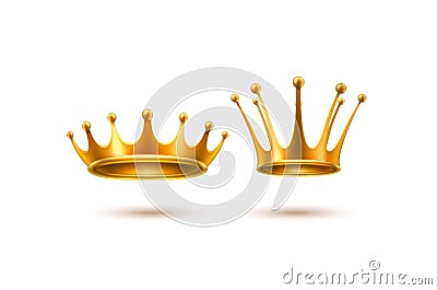 Vector realistic 3d golden crown set Vector Illustration