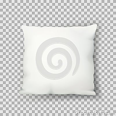 Vector realistic 3d illustration of white square sleeping pillow. Cotton cushion top view icon. Mock up design template. Vector Illustration