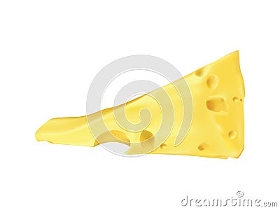 Vector realistic emmental cheese wedge Vector Illustration