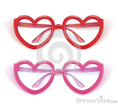 Vector realistic eyeglasses heart shape photobooth Vector Illustration