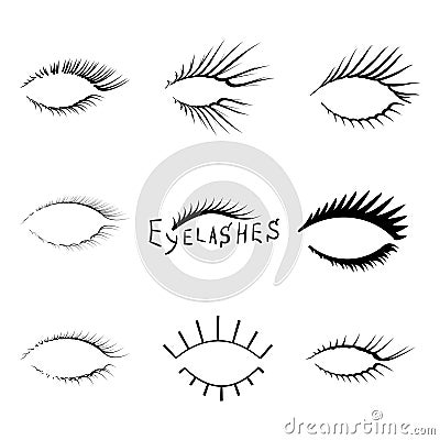 Vector realistic eyelash textures set. Stock Photo