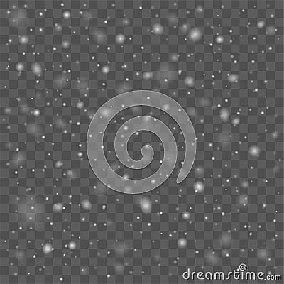 Vector realistic falling snow seamless texture isolated on transparent background Vector Illustration