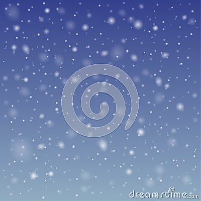 Vector realistic falling snow texture isolated on blue sky background Vector Illustration