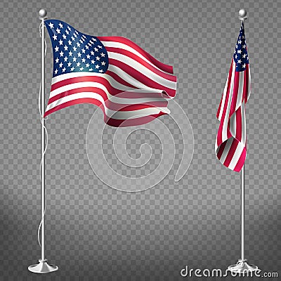 Vector realistic flags of United States of America Vector Illustration