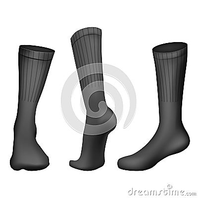 Vector Realistic Football socks Black. Template Editable Illustration Vector Illustration