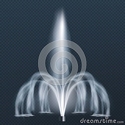 Vector realistic fountains, geysers isolated on transparent Stock Photo