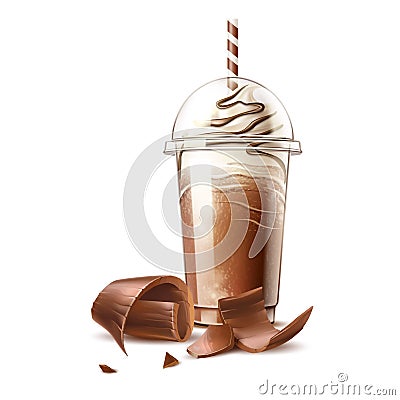 Vector realistic frappe coffee cream and chocolate Vector Illustration