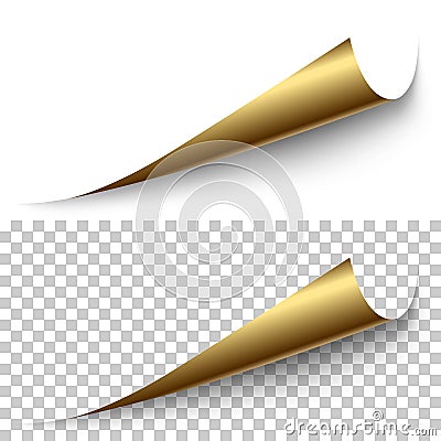Vector realistic golden foil corner with shadow Vector Illustration