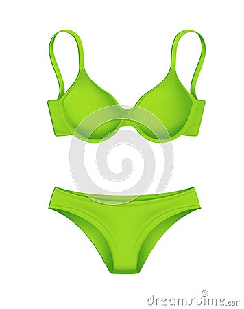 Vector realistic green bra panties template mockup Vector Illustration